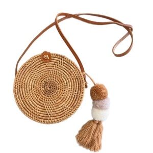 MadeTerra Round Rattan Crossbody Bag NWT
